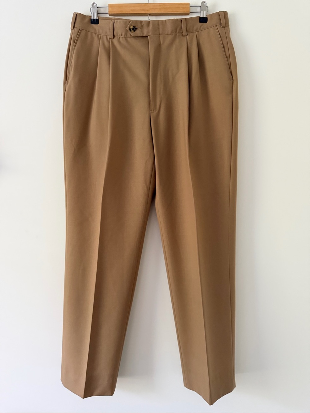Sansabelt Tan Pleated Wool Blend Dress Pants